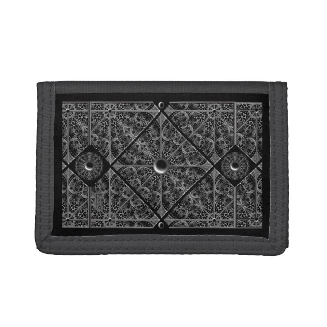 Ceramic Lace Black Trifold Wallet (Front)