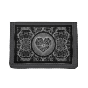 Ceramic Lace Black Trifold Wallet