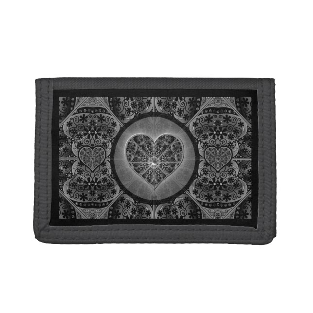Ceramic Lace Black Trifold Wallet (Front)