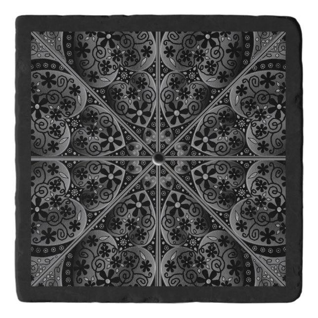 Ceramic lace Black Trivet (Front)