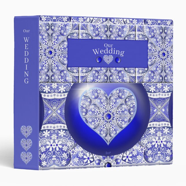 Ceramic Lace Blue of Greece 3 Ring Binder (Front/Spine)