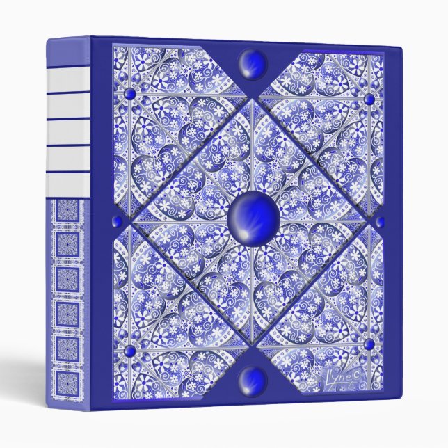 Ceramic Lace Blue of Greece 3 Ring Binder (Front/Spine)