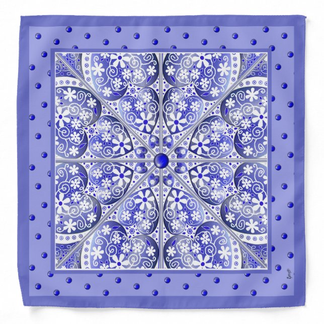 Ceramic Lace Blue of Greece Bandana (Front)