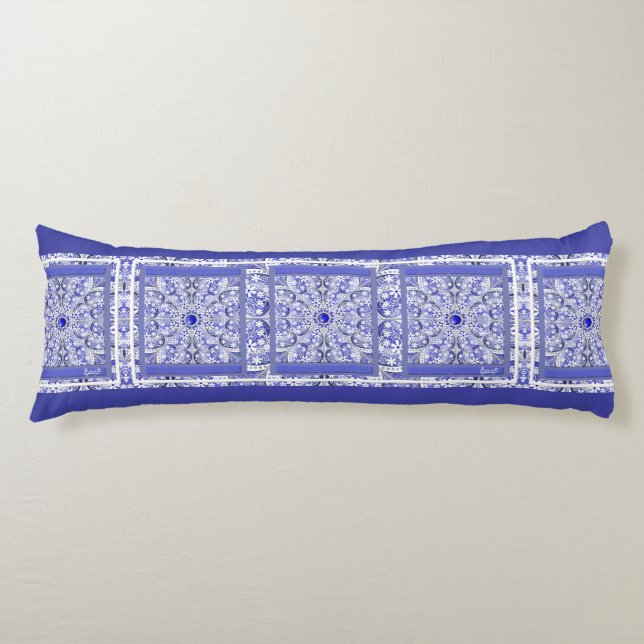 Ceramic Lace Blue of Greece Body Pillow (Front)