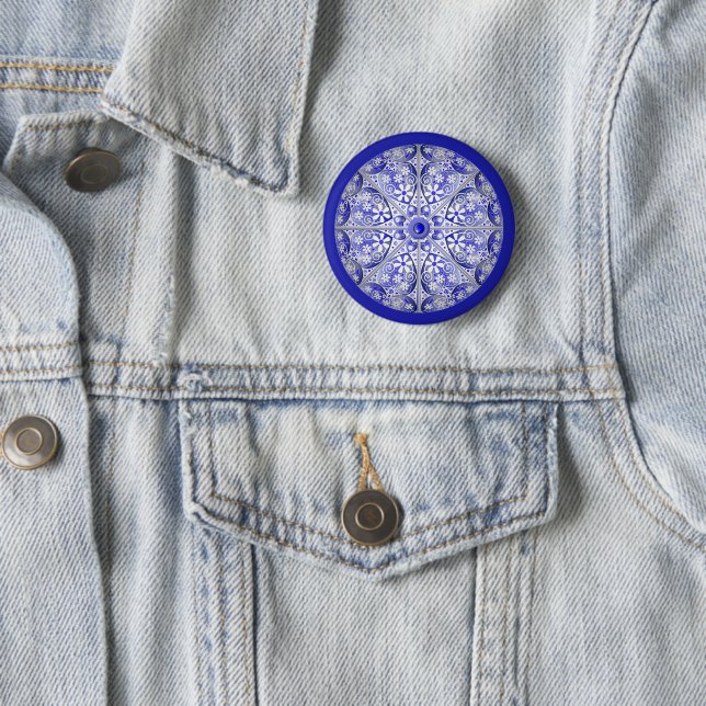 Ceramic Lace Blue of Greece Button (In Situ)
