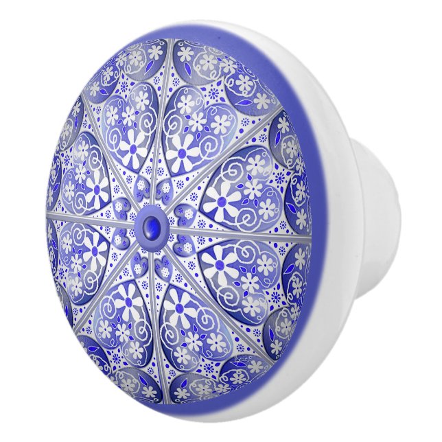 Ceramic lace Blue of Greece Ceramic Knob (Right)