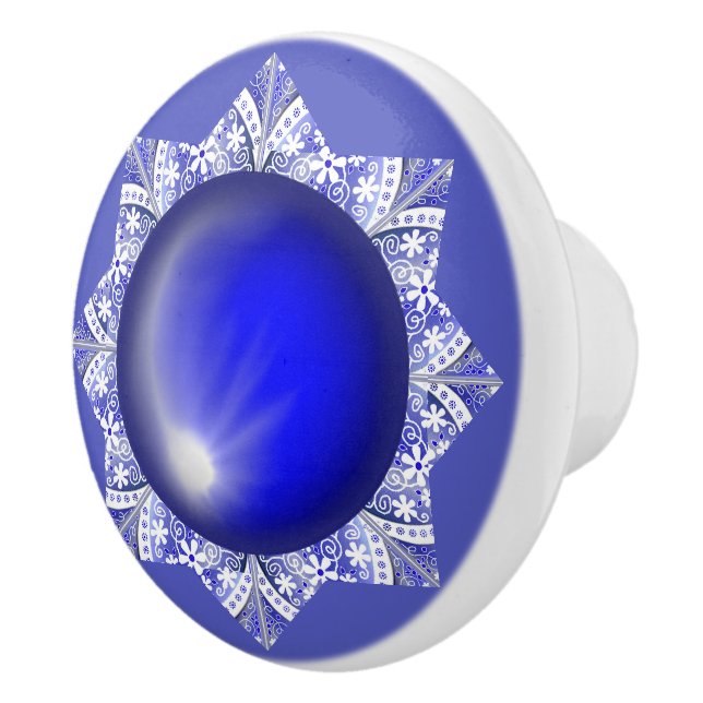 Ceramic lace Blue of Greece Ceramic Knob (Right)