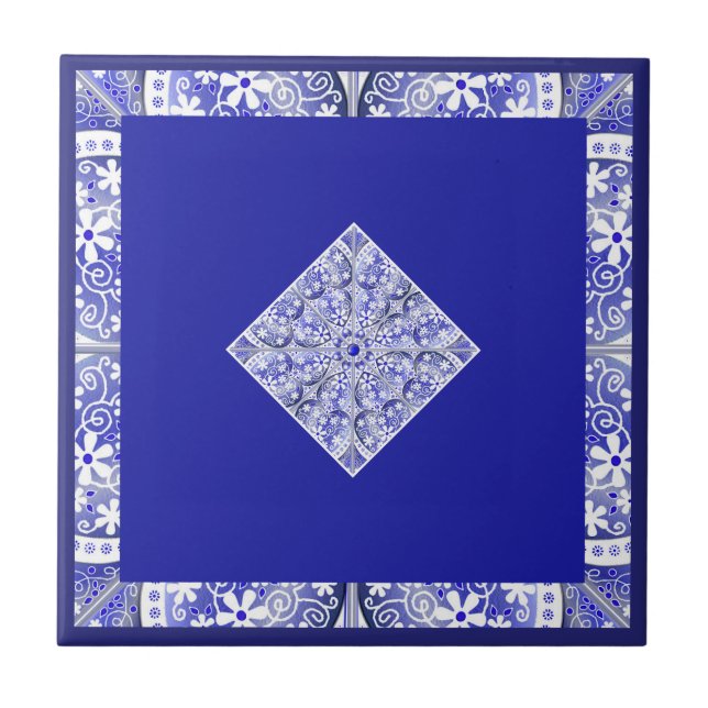 Ceramic Lace Blue of Greece Ceramic Tile (Front)