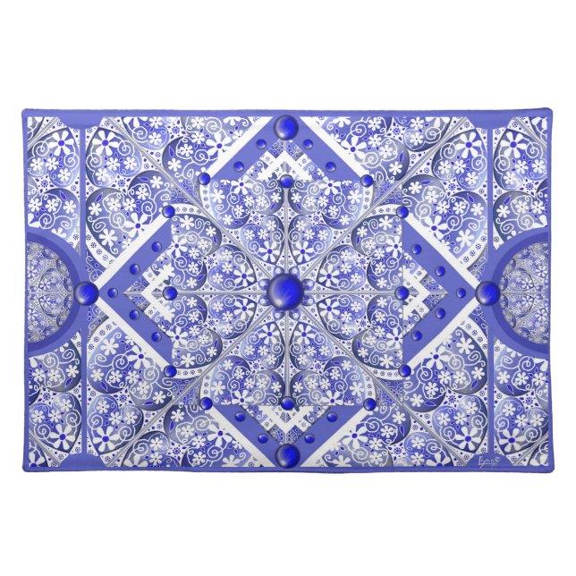 Ceramic Lace Blue of Greece Cloth Placemat (Front)