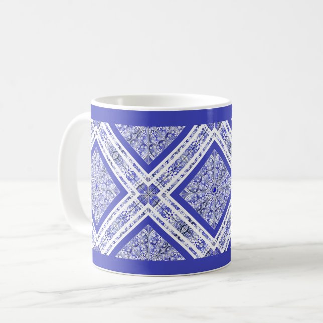 Ceramic lace Blue of Greece Coffee Mug (Front Left)