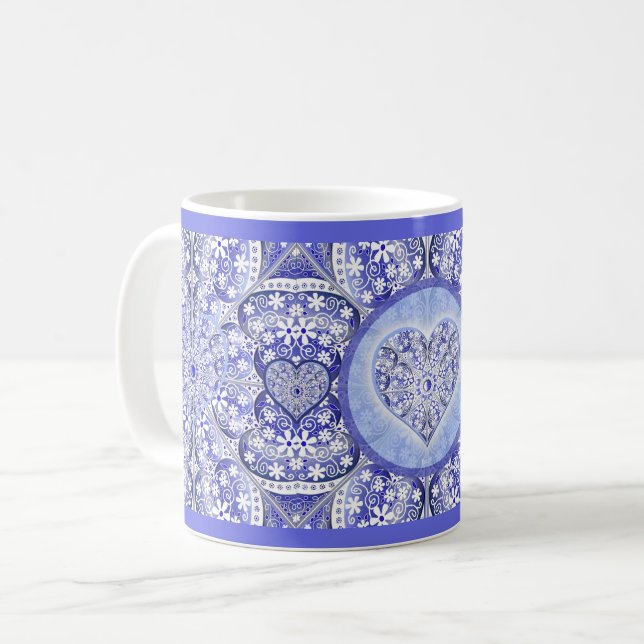 Ceramic lace Blue of Greece Coffee Mug (Front Left)