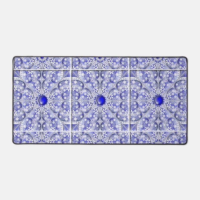Ceramic Lace Blue of Greece Desk Mat (Front)