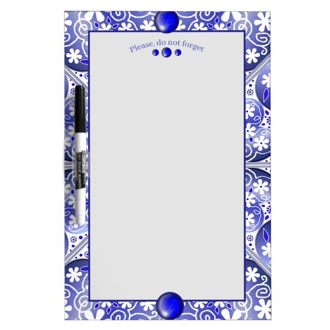 Ceramic Lace Blue of Greece Dry Erase Board (Front)