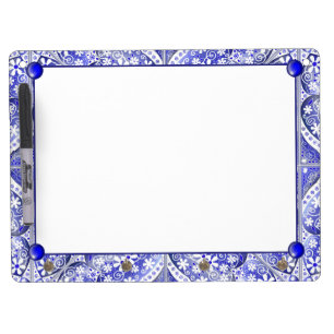 ceramic lace Blue of Greece Dry Erase Board With Keychain Holder