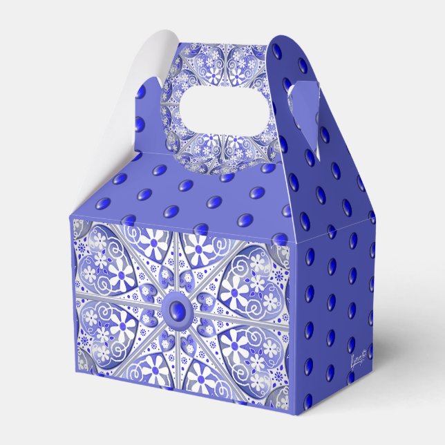 Ceramic Lace Blue of Greece Favor Boxes (Front Side)