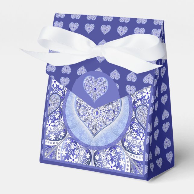 ceramic lace Blue of Greece Favor Boxes (Front Side)