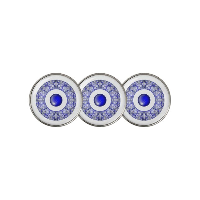 ceramic lace Blue of Greece Golf Ball Marker (3 Up)