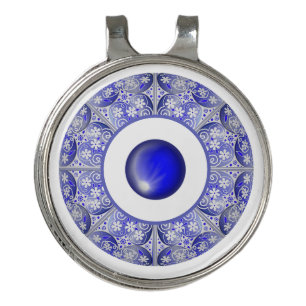 ceramic lace Blue of Greece Golf Hat Clip