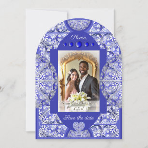 Ceramic lace Blue of Greece Invitation