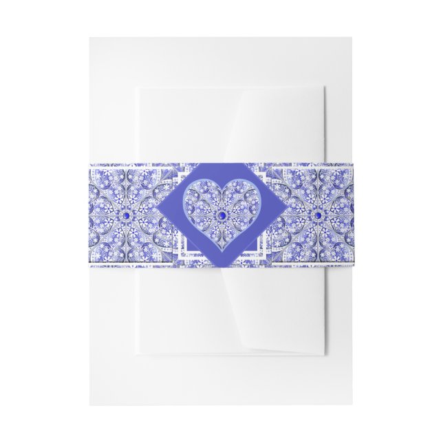 Ceramic Lace Blue of Greece Invitation Belly Band (Front Example)