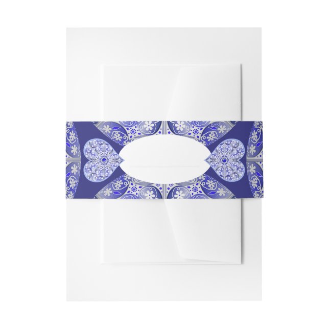 Ceramic Lace Blue of Greece Invitation Belly Band (Front Example)