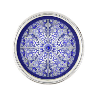 Ceramic Lace Blue of Greece Lapel Pin