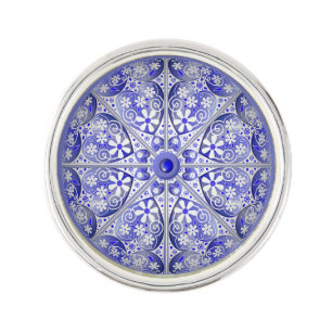 Ceramic Lace Blue of Greece Lapel Pin