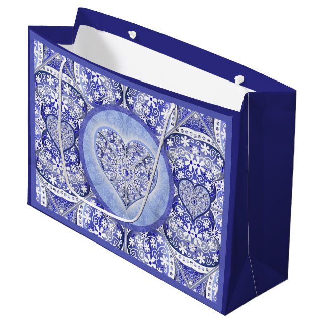 ceramic lace Blue of Greece Large Gift Bag (Front Angled)
