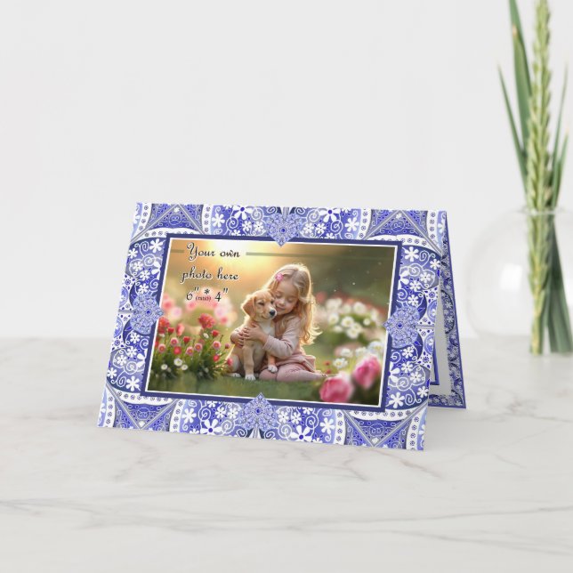Ceramic lace Blue of Greece Letterpress Thank You Card (Front)