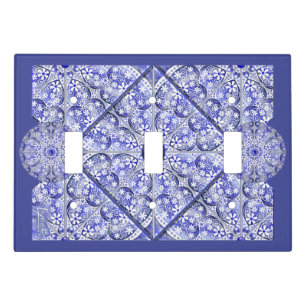 Ceramic Lace Blue of Greece Light Switch Cover