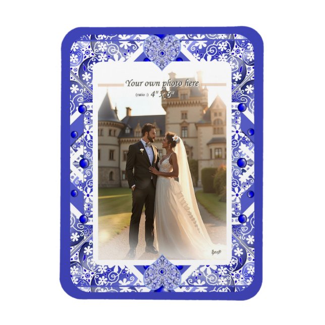 Ceramic lace Blue of greece Magnet (Vertical)