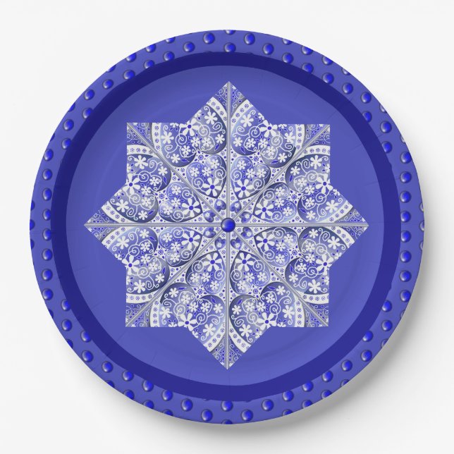 Ceramic lace Blue of Greece Paper Plates (Front)