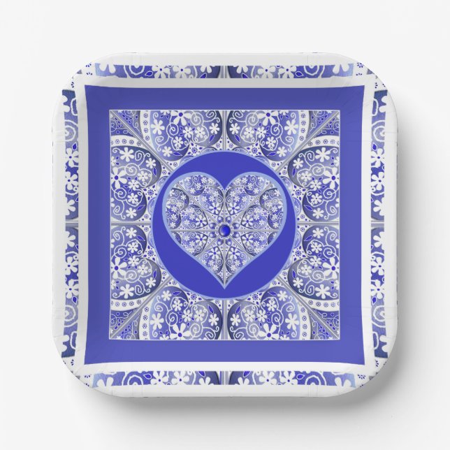 Ceramic Lace Blue of Greece Paper Plates (Front)