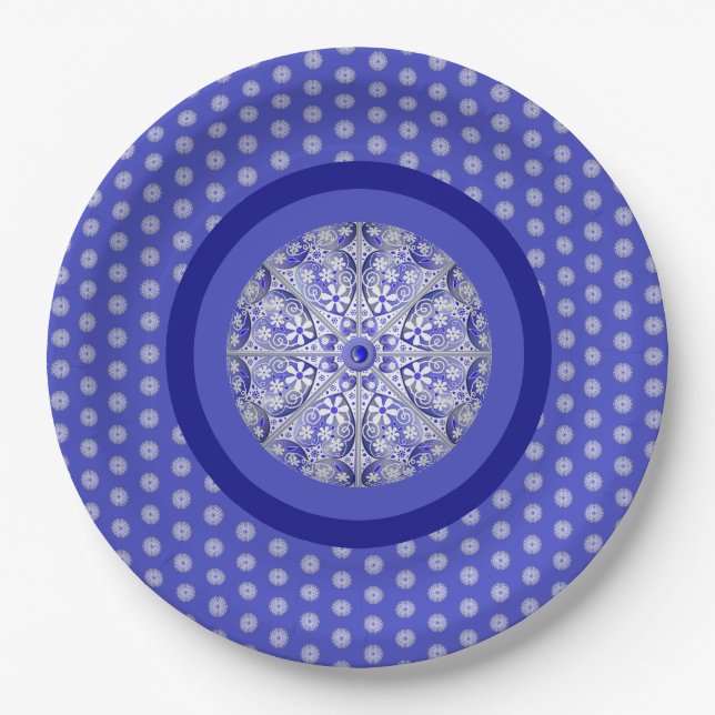Ceramic lace Blue of Greece Paper Plates (Front)