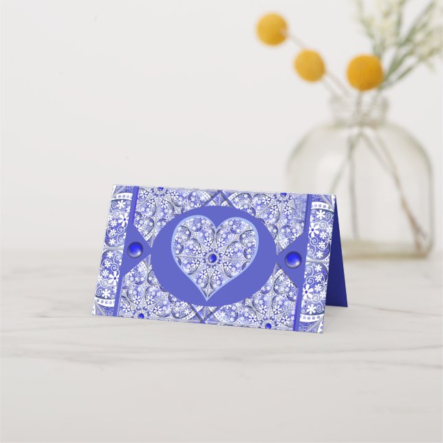 Ceramic Lace Blue of Greece Place Card (Back)