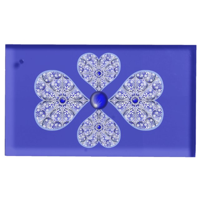 Ceramic Lace Blue of Greece Place Card Holder (Front)