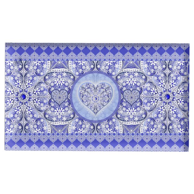 Ceramic Lace Blue of Greece Place Card Holder (Front)