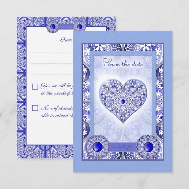 Ceramic lace Blue of Greece RSVP Card (Front/Back)