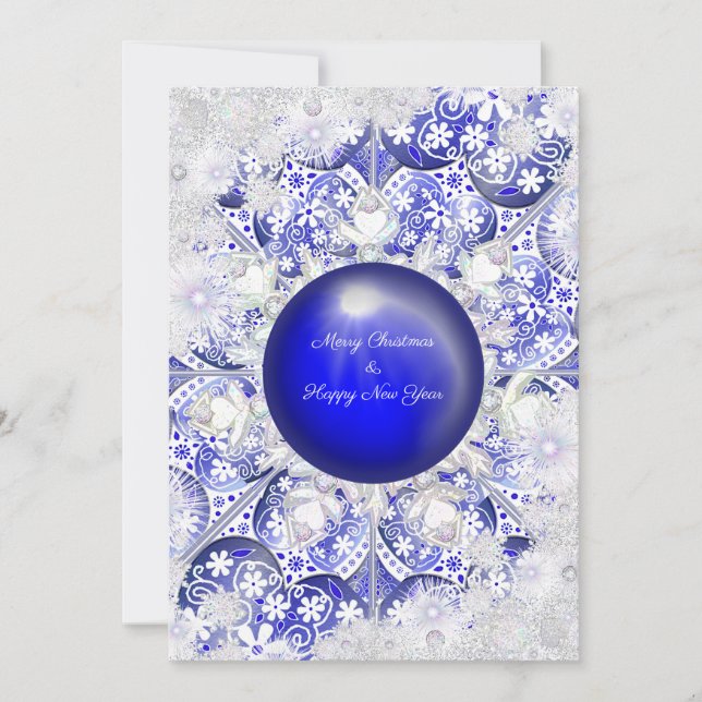 Ceramic Lace Blue of Greece & snowflake Card (Front)