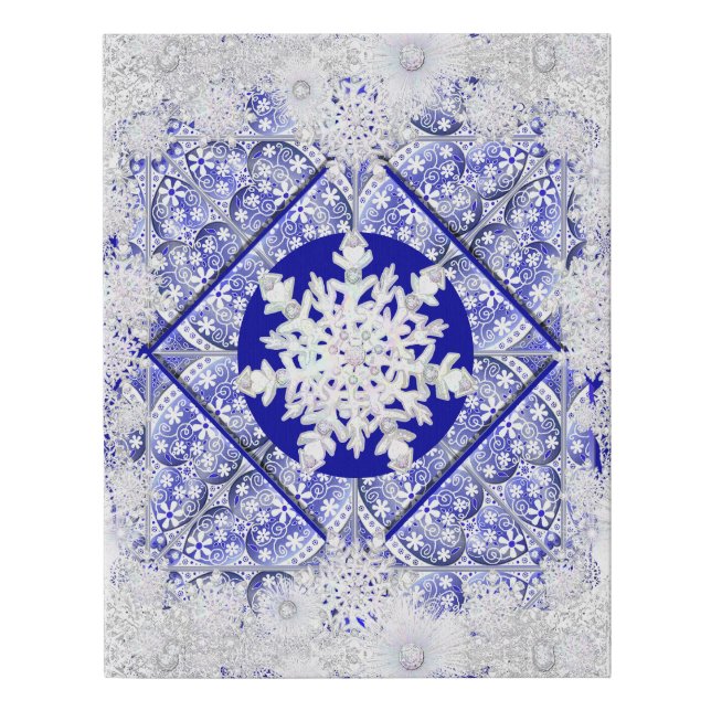 Ceramic Lace Blue of Greece & snowflake Faux Canvas Print (Front)