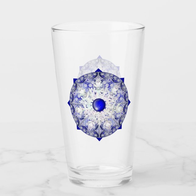 Ceramic Lace Blue of Greece & snowflake Glass (Front)