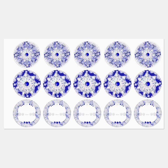 Ceramic Lace Blue of Greece & snowflake Labels (Sheet)