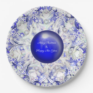 Ceramic Lace Blue of Greece & snowflake Paper Plates