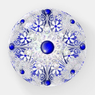 Ceramic lace Blue of Greece & snowflake Paperweight