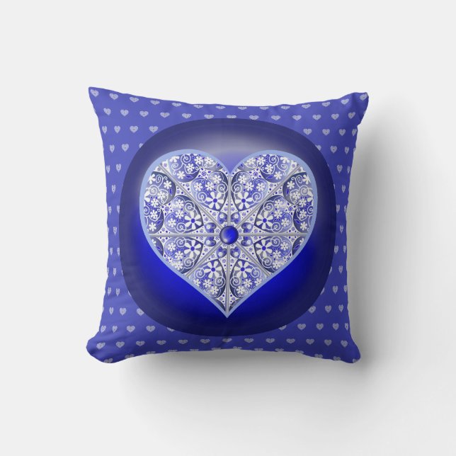 Ceramic Lace Blue of Greece Throw Pillow (Front)