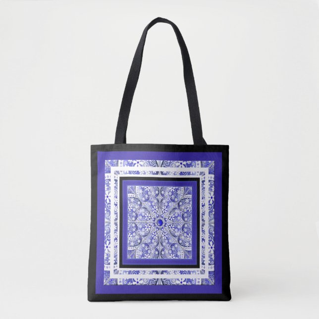 Ceramic Lace Blue of Greece Tote Bag (Front)