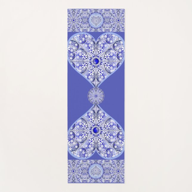 Ceramic lace Blue of Greece Yoga Mat (Front)