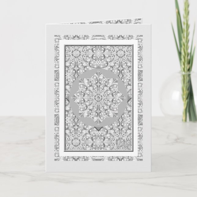 Ceramic Lace Grey birthday Card (Front)