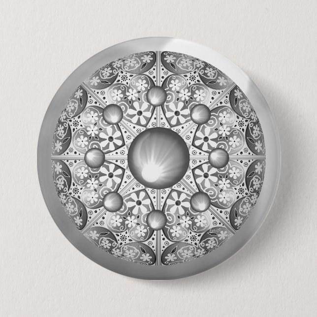 Ceramic Lace Grey Button (Front)