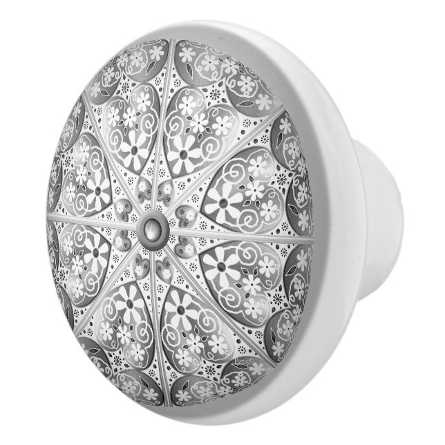 Ceramic lace grey ceramic knob (Right)